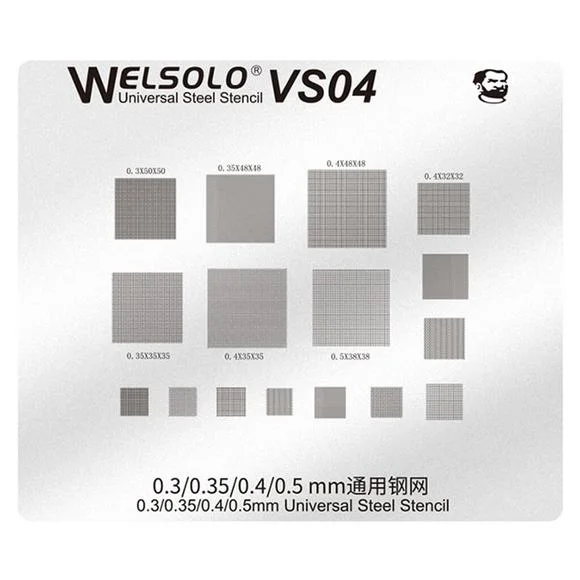 CETAKAN IC WELSOLO VS04 FOR 0.3/035/0.4/0.5MM UNIVERSAL STEEL STANCIL ORIGINAL